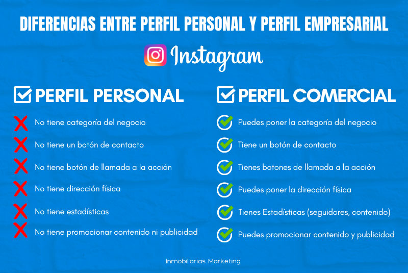 diferencias entre perfil personal y perfil comercial en instagram